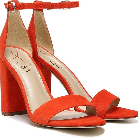 NWOB $130 Sam Edelman Yaro Suede Sandal Red/Orange - Picture 3 of 9